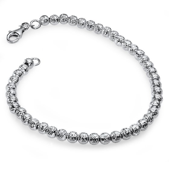 14k White Gold Diamond-Cut Beaded Bracelet 14k White Gold Diamond-Cut Beaded Bracelet
